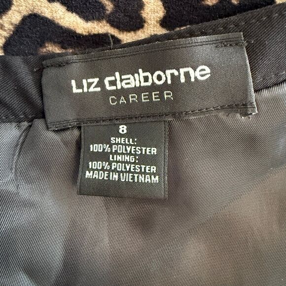 Liz Claiborne Career Leopard Print Lined Midi Skirt Staight Women's Size 8 - Picture 7 of 9
